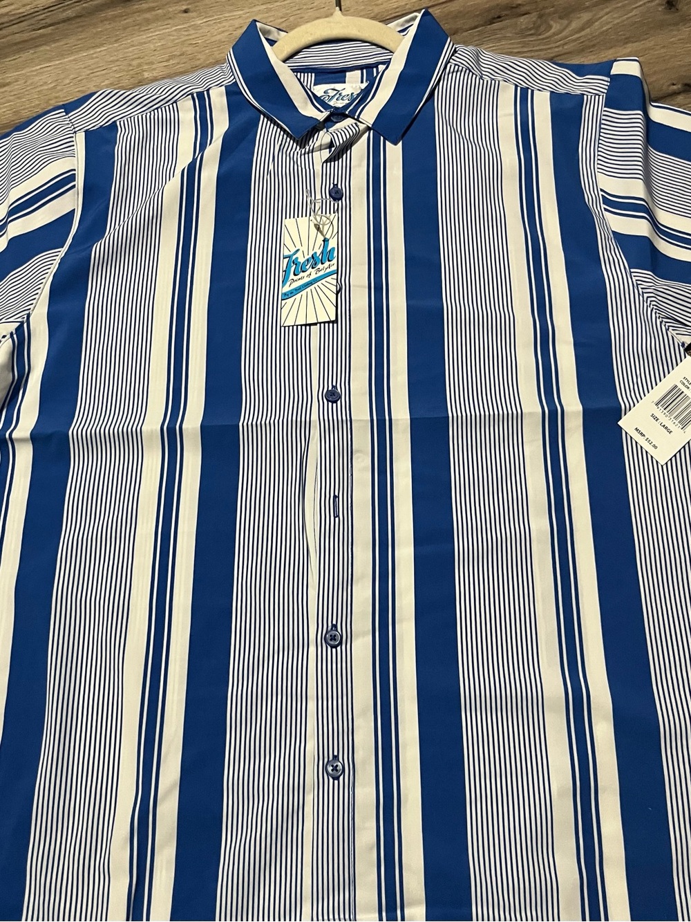 fresh Blue and White Vertical Stripe Casual Button-Down Shirt